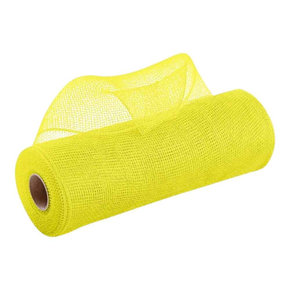 Deco Poly Mesh Ribbon Bright Yellow 10inx30ft Non-Metallic Craft Wreath Bow New